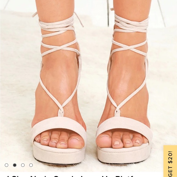 Lulu's I Slay Nude Suede Lace up platform heels - Picture 10 of 10